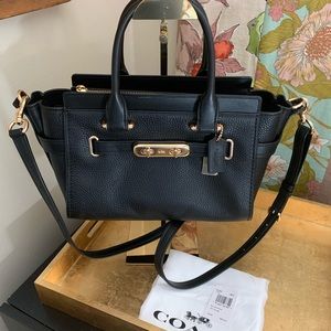 New Coach Black Leather Swagger 27